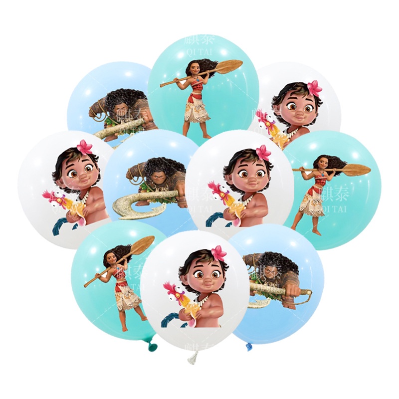 10PCS Ocean Odyssey Moana Theme บอลลูนตกแต่ง Moana Ocean Odyssey ลูกโป่งชุด