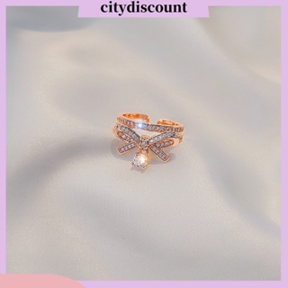 &lt;citydiscount&gt; แหวนอัลลอย ประดับเพทาย พลอยเทียม สองชั้น หรูหรา สําหรับวันวาเลนไทน์