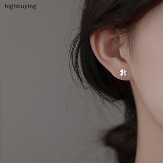 [highbuying] ต่างหูสตั๊ด ชุบเงิน รูปใบโคลเวอร์ ใบโคลเวอร์ ประดับเพทาย เครื่องประดับ สําหรับผู้หญิง 1 คู่