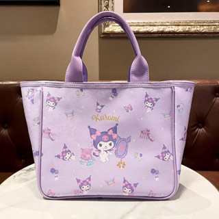 Sanrio กระเป๋าถือ กระเป๋าสะพายไหล่ สะพายข้าง พิมพ์ลาย Kuromi สีม่วง แฟชั่นสําหรับสตรี