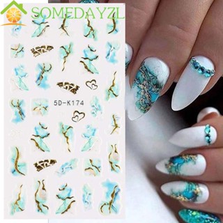 Somedayzl สติกเกอร์ตกแต่งเล็บ ลายหินอ่อน สีทอง สําหรับผู้หญิง