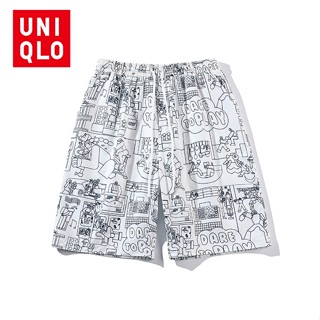 Uni...qlo [M-5XL] กางเกงขาสั้น เอวยางยืด พิมพ์ลาย ทรงหลวม ขนาดใหญ่ แฟชั่นฤดูร้อน สําหรับผู้ชาย 2023