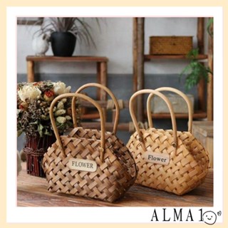 ALMA ตะกร้าหวายสาน ประดับดอกไม้ สําหรับตกแต่ง DIY