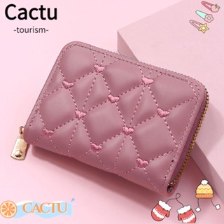 Cactu กระเป๋าสตางค์ ใบสั้น หนัง PU ขนาดเล็ก สีชมพู ใส่บัตรได้