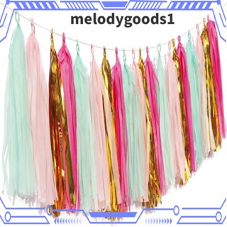 Melodygoods1 พวงมาลัยพู่ ประดับลูกโป่ง สีชมพู สีเขียว สีฟ้า สีแดง สําหรับตกแต่งปาร์ตี้วันเกิด