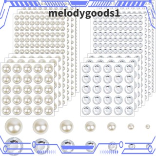 MELODYGOODS1 สติกเกอร์พลอยเทียมใส ไข่มุก 3 มม. 7 ขนาด 8 มม. 10 มม. สําหรับตกแต่งเล็บ