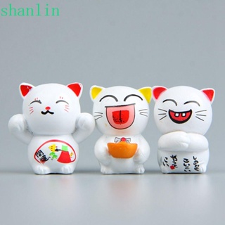 Shanlin ตุ๊กตาแมวนําโชค ขนาดเล็ก สําหรับตกแต่งสวน รถยนต์ 6 ชิ้น