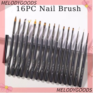 MELODG 16PCs Hair Nail Brushes New Nails Accessories Tools UV Gel Extension Builder UV Gel Painting