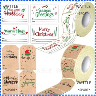 Wattle สติ๊กเกอร์ป้ายชื่อลายคริสต์มาส Diy สําหรับติดตกแต่งสมุดกระดาษคราฟท์เขียนชื่อหลากสี