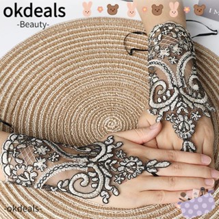 Okdeals ถุงมือเต้นรํา สีพื้น สําหรับงานปาร์ตี้ตอนเย็น