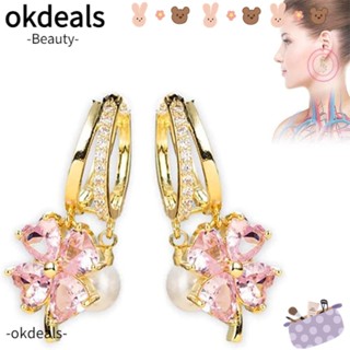 Okdeals ต่างหูแม่เหล็ก บําบัดน้ําเหลือง ฝังเข็ม สําหรับผู้หญิง