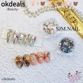 OKDEALS หินเปลือกหอย 3 มิติ คละขนาด สําหรับตกแต่งเล็บ DIY