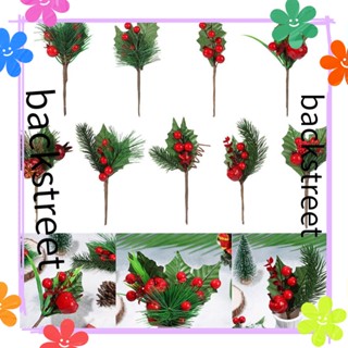 Backstreet เครื่องประดับคริสต์มาส DIY บรรจุภัณฑ์กิ่งไม้ฮอลลี่ห่อของขวัญ Pinecone เบอรี่สีแดงสนกรวยดอกไม้ประดิษฐ์