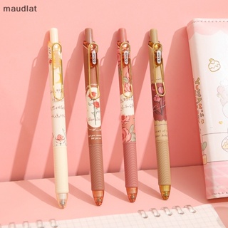 Maud ปากกาเจลลูกลื่น 0.5 มม. ลายดอกกุหลาบ สีดํา สไตล์เรโทร สําหรับสํานักงาน โรงเรียน EN