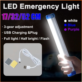 หลอดไฟฉุกเฉิน LED หลอดชาร์จ Usb ไฟบ้าน Magnetic Outdoor Camping Light Bar 17/32/52 ซม. -FE