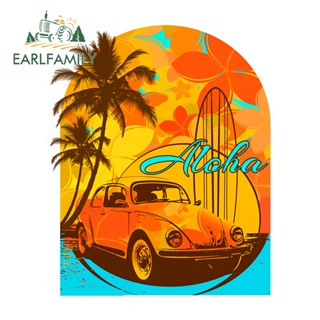 Earlfamily สติกเกอร์ ลายการ์ตูน Aloha Camper กันน้ํา กันรอยขีดข่วน สําหรับติดตกแต่งกระจกรถยนต์ 13 ซม. x 10.7 ซม.