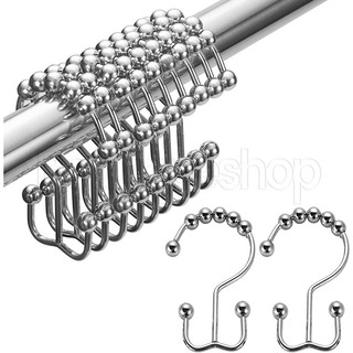  ห่วงผ้าม่านอาบน้ํา โลหะ กันสนิม ตะขอคู่ / ลูกกลิ้งสเตนเลส ตะขอคู่ / ม่านห้องน้ํา ม้วนม่านอาบน้ํา ตะขอแหวน / อุปกรณ์ห้องน้ํา /