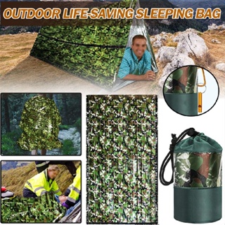 Emergency Sleeping Bag Waterproof Reflective w Survival Whistle Camping Hiking