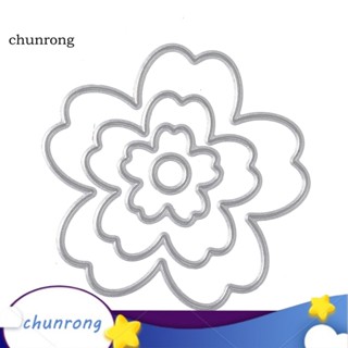 Chunrong แม่แบบโลหะตัดกระดาษ ลายดอกไม้ สําหรับตกแต่งการ์ด งานฝีมือ DIY 4 ชิ้น