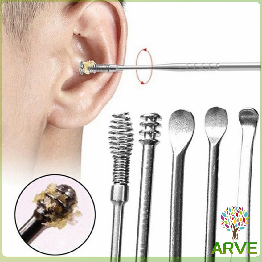 ชุดไม้แคะหู พร้อมกล่องใส่ คุณภาพดี  วัสดุสเตนเลส  ขนาดสามารถพกพา Ear picking set