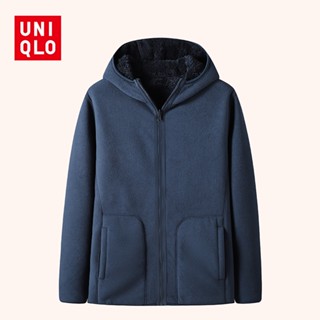 UNIQLO [M-5XL] เสื้อกันหนาว ผ้าฟลีซ สองด้าน มีฮู้ด สําหรับผู้ชาย และผู้หญิง ใส่ออกกําลังกายกลางแจ้ง