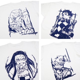 เสื้อยืดแขนสั้น ผ้าฝ้าย พิมพ์ลายการ์ตูนอนิเมะ Demon Slayer แฟชั่นฤดูร้อน สําหรับผู้ชาย และผู้หญิง