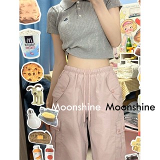 Moon  กางเกงขายาว คาร์โก้ กางเกง เชือกอเมริกันคลาสิค Cargo pants 2023 NEW 072911 รุ่นใหม่ Stylish สไตล์เกาหลี Chic A20M072 36Z230909