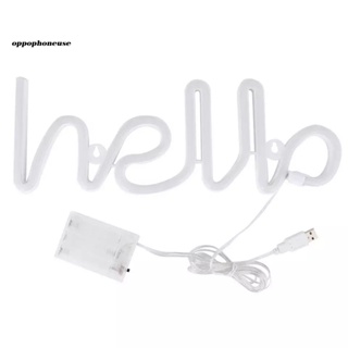 Oppo โคมไฟนีออน Led รูป Hello Neon ใช้แบตเตอรี่ Usb คุณภาพสูง สําหรับตกแต่งผนัง ปาร์ตี้