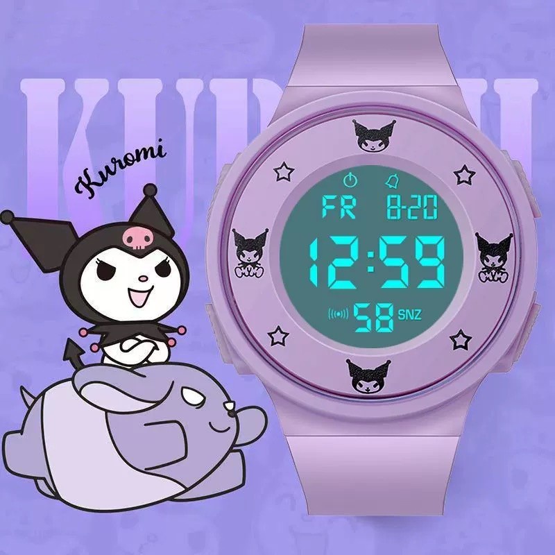 Watches 31 บาท Sanrio Kuromi นาฬิกาข้อมืออิเล็กทรอนิกส์ มีไฟ LED สายซิลิโคน หน้าปัดกลม กันน้ํา คุณภาพสูง สําหรับเด็กผู้หญิง นักเรียน เด็ก Baby & Kids Fashion