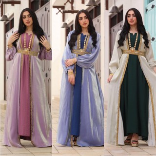 Abaya ชุดเดรสมุสลิม แฟชั่น สําหรับผู้หญิง 3 ชิ้น