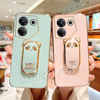 พร้อมส่ง เคสโทรศัพท์มือถือนิ่ม ลายหมีน่ารัก พร้อมขาตั้ง สําหรับ Tecno Camon 20 Pro Premier Spark Go 2023 10C 10 Pro POVA 4 4G 5G