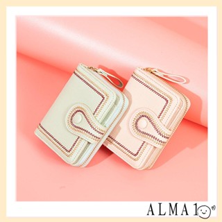 Alma กระเป๋าสตางค์หนัง ใบสั้น ทรงคลัทช์ มีซิป แบบพกพา สําหรับผู้หญิง