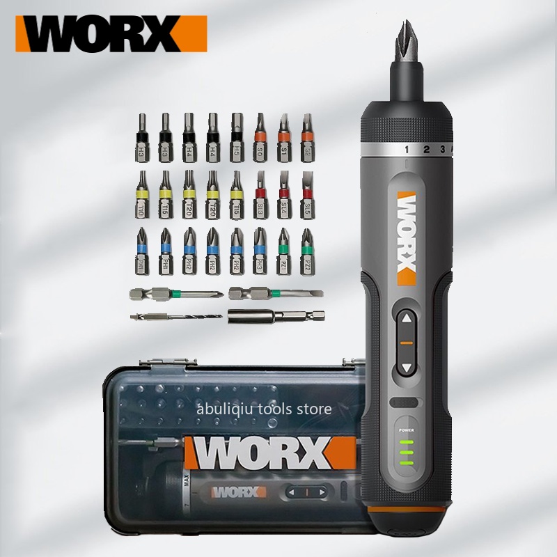 Worx ชุดไขควงไฟฟ้าไร้สาย ขนาดเล็ก 4V WX242 ชาร์จ USB 30 บิต