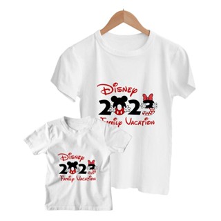 Disneyland Mickey and Friends T-shirt 2023 Family Vacation Fashion Casual Clothes For Women Disney Kawaii Harajuku Girls