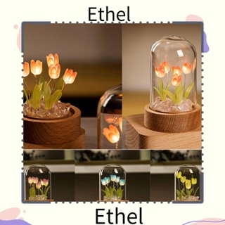 Ethel1 โคมไฟตั้งโต๊ะ LED รูปดอกทิวลิป ใช้แบตเตอรี่ แฮนด์เมด DIY สําหรับตกแต่งงานแต่งงาน