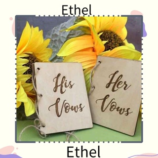 Ethel1 กระดาษคราฟท์ ลาย Vows Booklets สําหรับตกแต่งงานแต่งงาน เจ้าบ่าว เจ้าสาว 2 ชิ้น ต่อชุด