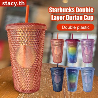 【ในการจัดส่ง】 473ml/16oz Reusable Diamond Radiant Goddess Straw Cup Coffee Cup Summer Holiday Cold Cup Tumbler Durian Cup