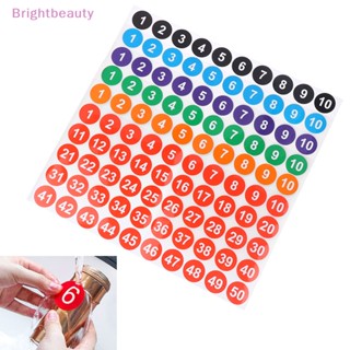 Brightbeauty สติกเกอร์ตัวเลข ทรงกลม มีกาวในตัว 1-200 2.54 ซม. 4 แผ่น TH