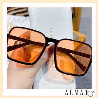 Alma แว่นตากันแดด UV400 ทรงสี่เหลี่ยม สไตล์วินเทจ สีดํา สําหรับผู้หญิง ผู้ชาย