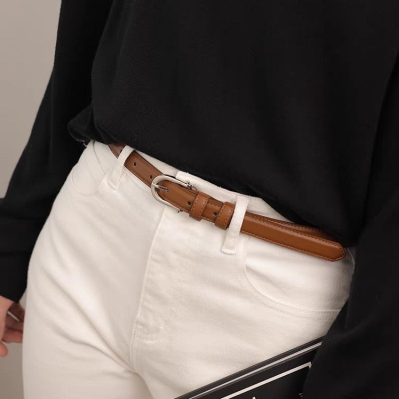 PL-022 ❤️แบรนด์LULU❤️ เข็มขัดหนังPUเกรดพรีเมียม อะไหล่เงิน หุ้มหนังทั้งเส้น - รูปที่ 6