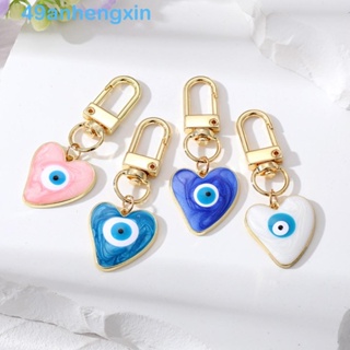 Anhengxin พวงกุญแจ จี้รูปตาชั่วร้าย หัวใจ สีทอง สีฟ้า เครื่องประดับ