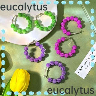 Eucalytus1 ต่างหูลูกปัด สไตล์โบฮีเมียน แฮนด์เมด เครื่องประดับแฟชั่น สําหรับผู้หญิง