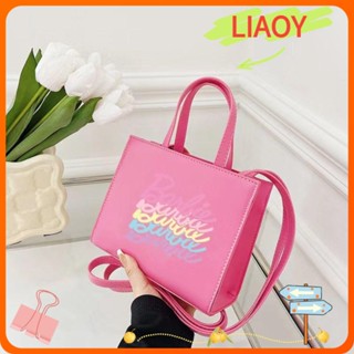 Liaoy กระเป๋าถือ หนัง Pu ทรงโท้ท ทรงสี่เหลี่ยม จุของได้เยอะ ลายกราฟฟิตี้บาร์บี้ สีรุ้ง ขนาดเล็ก แบบพกพา สําหรับผู้หญิง