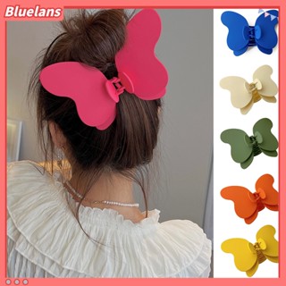 【 Bluelans 】กิ๊บติดผม รูปผีเสื้อ สองชั้น ป้องกันการเสียรูป สีพื้น สําหรับผู้หญิง