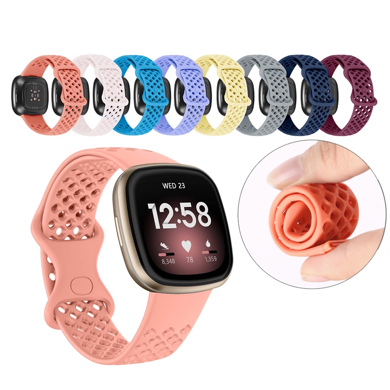 สายนาฬิกาข้อมือซิลิโคน ระบายอากาศ แบบเปลี่ยน สําหรับ Fitbit Versa 3 4 Fitbit Sense 2