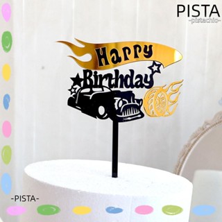 Pista ป้ายท็อปเปอร์ ลายรถแข่ง 3.94x5.91 สไตล์โมเดิร์น สําหรับตกแต่งเค้กวันเกิด ปาร์ตี้ 5 ชิ้น