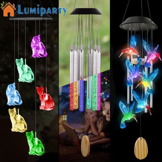 Lumiparty โมบายกระดิ่งลม พลังงานแสงอาทิตย์ รูปนกฮัมมิ่งเบิร์ด ผีเสื้อ มีไฟ Led หลากสี ของขวัญคริสต์มาส สําหรับตกแต่งสวน ระเบียง