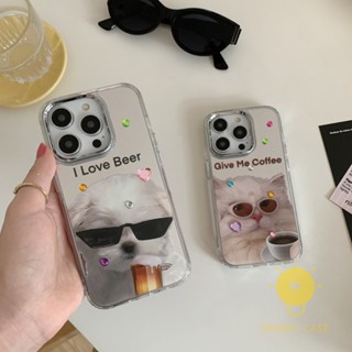 For เคสไอโฟน 14 Pro Max [Cute Puppy Cat Coffee Bear] เคส Phone Case For iPhone 14 Pro Max 13 12 11 For เคสไอโฟน11 Ins Korean Style Retro Classic Couple Shockproof Protective TPU Cover Shell