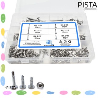 Pista สกรูหัวแบน สเตนเลส M4.2 สีเงิน สําหรับตกแต่งเล็บ 210 ชิ้น