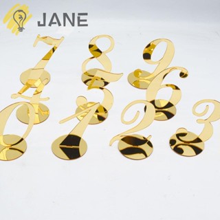 Jane ตัวเลขอะคริลิค 4 นิ้ว 0-9 หลัก ทนทาน สีทอง สําหรับโต๊ะจัดเลี้ยง งานแต่งงาน 10 ชิ้น